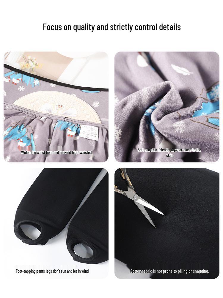 Women's Winter Slim-Fit Snowfield Base Layer Pants with Warm Cotton and Down; Cold-Protective Elastic Foot-Stirrup Style.