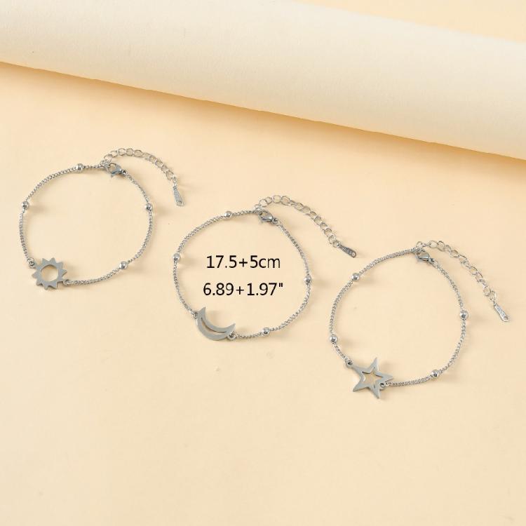 Stainless Steel for Sun Moon Star Bracelets Temperament Chain Couple Card Bracel