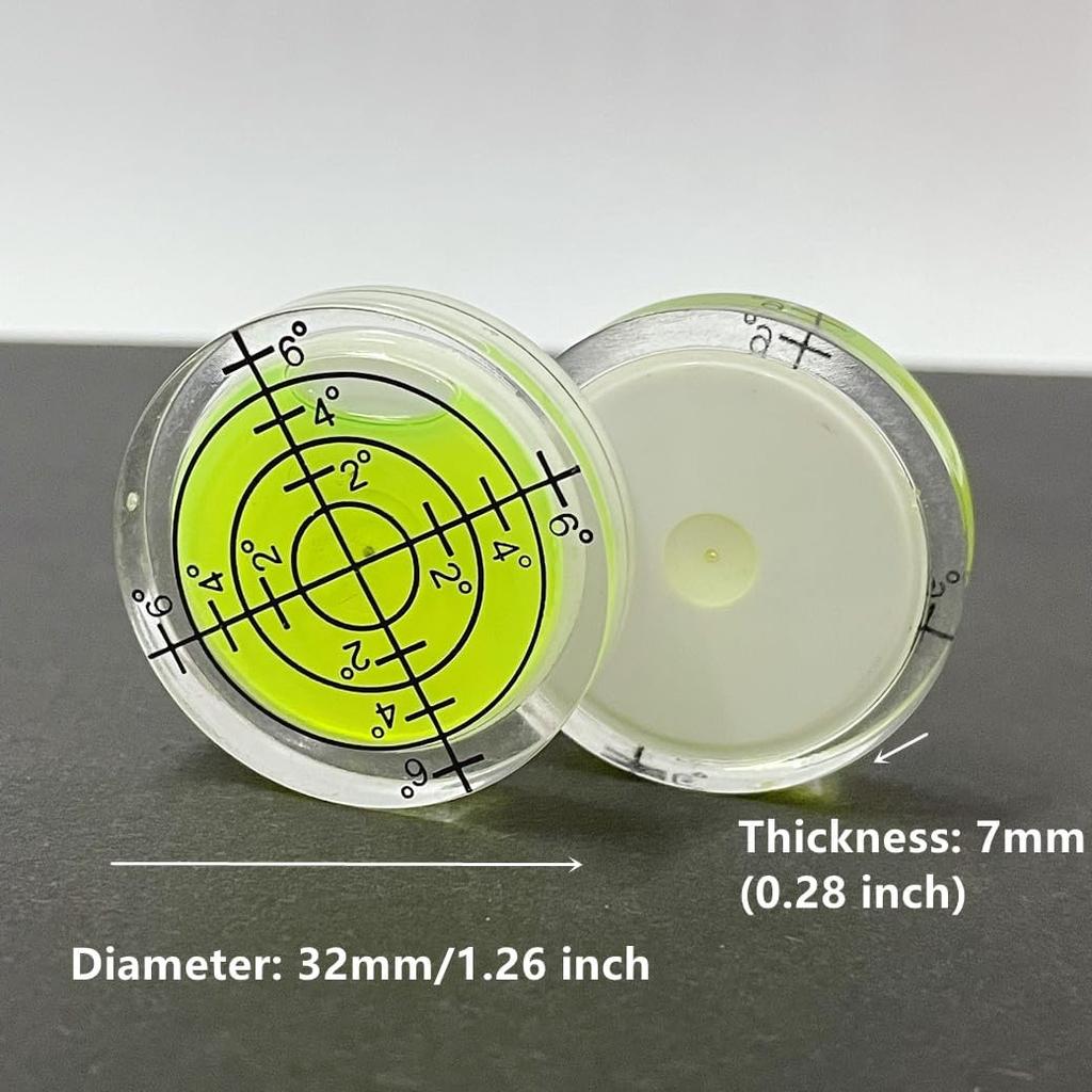 6Pcs Circular Bubble Spirit Levels RV Levelers 32mm RV Standard Levels Leveling Tools for Travel Trailer, Turntable, Phonograph, Camera, Tripod