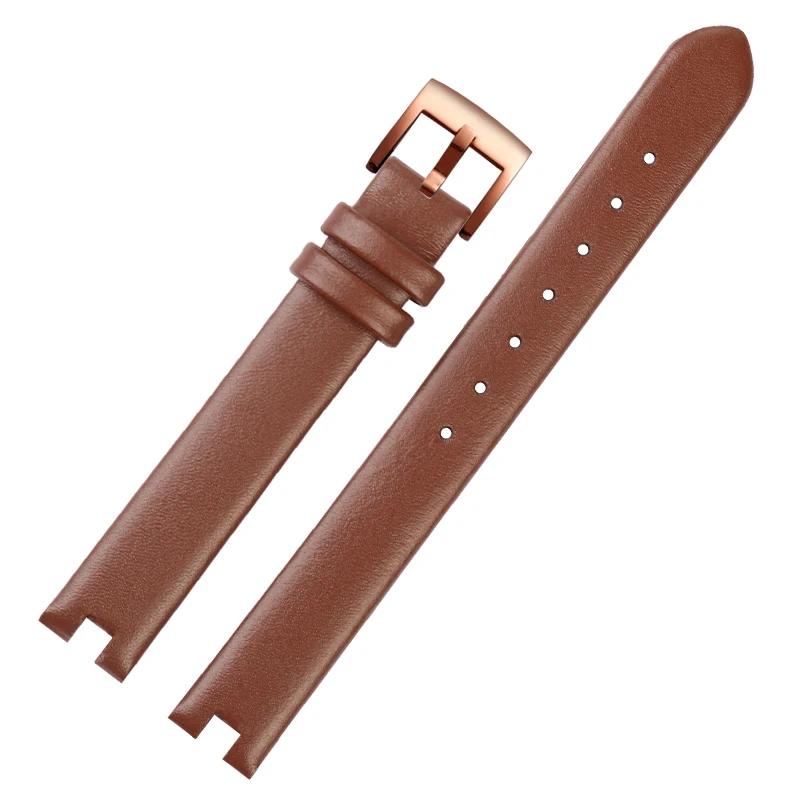 

12 мм 14 мм Ремешок из телячьей кожи для кожаных часов Gucci Band YA141401 YA141505 Серия Женский ремешок для часов Браслет с вырезом Черный Коричневый 14mm