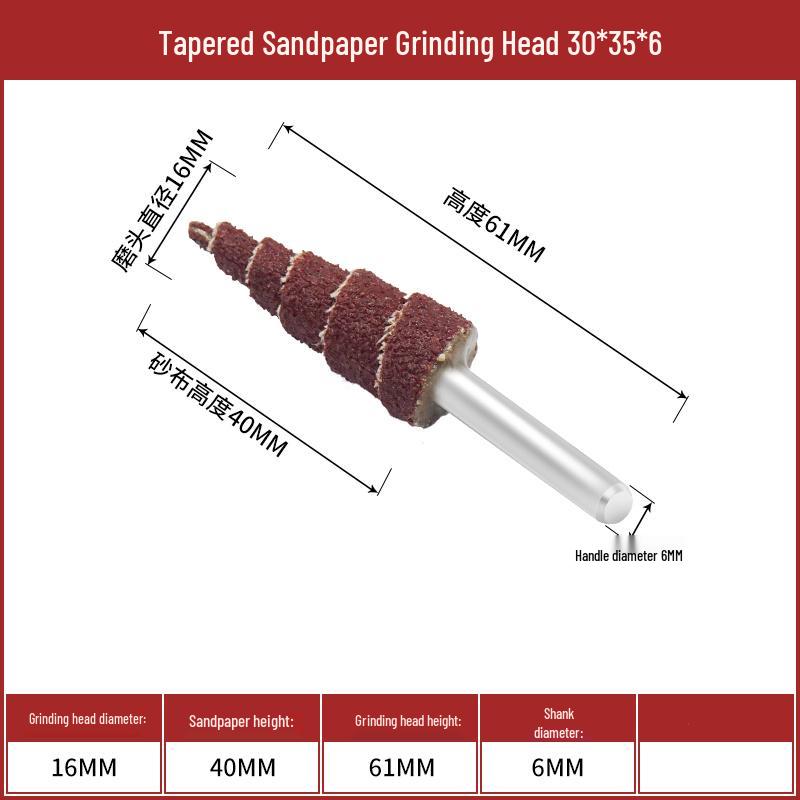 Cone Type Sandpaper Flap Wheel with Extended Shank for Metal and Woodworking