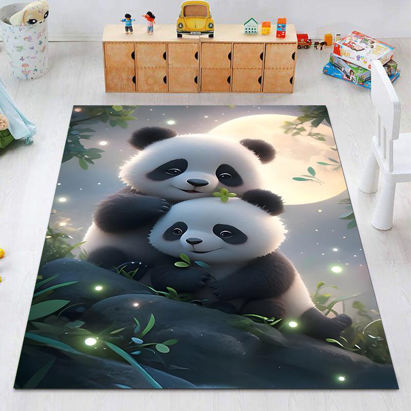 3D Panda Pattern Print Rug for Boys Bedroom Soft Carpet for Kids Room Decor Cool Animal Carpet for Living Room Floor Mats Gift