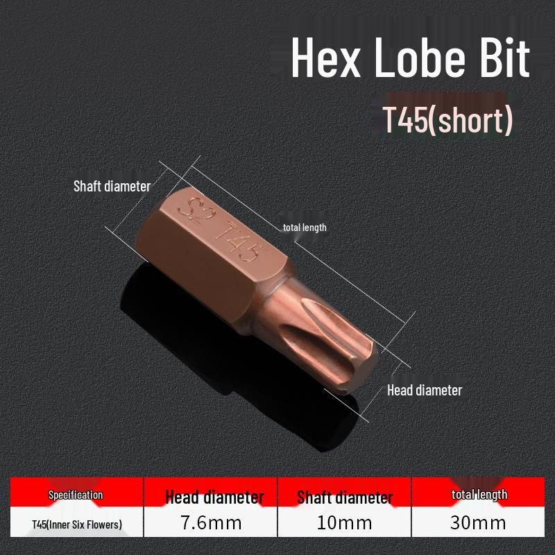 Hexagonal T30 Internal 6-Spline, 12-Point Star Key Socket M10 Tool, T40 Auto Repair.