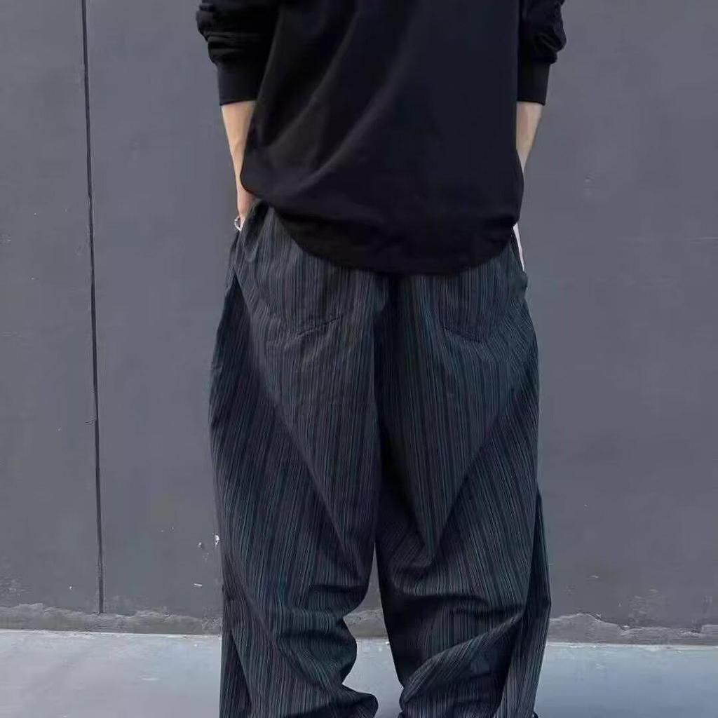 Pánské retro kalhoty se širokými nohavicemi s vertikálním pruhem