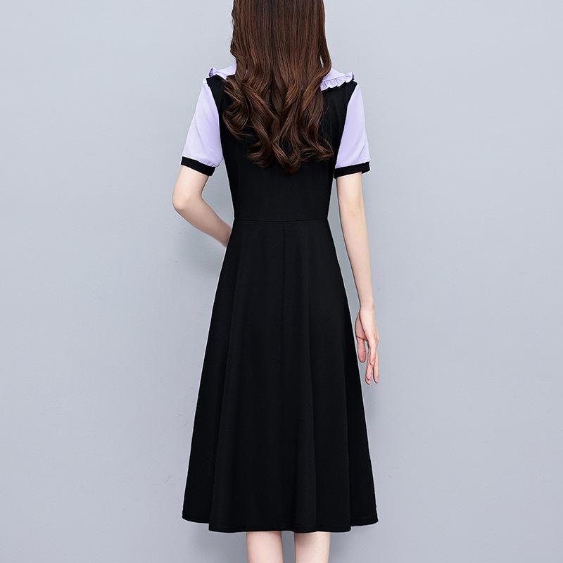 Stylish Slimming Plus Size Women's Mid-Length Summer Dress with Short Sleeves