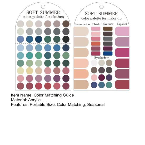 Farbtypanalyse Vorlagenkarten 2 Stück Sommer Set, Tragbare saisonale Palette Make-up Matching Guide Karte, Acryl Persönlich für Outfits & Saison