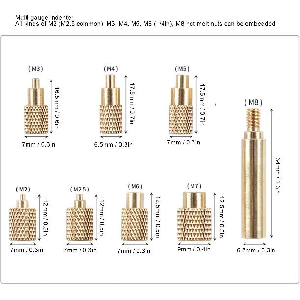 TS100 TS101 Soldering Iron Tips, Brass Material with M2 M2.5 M3 M4 M5 M6 M7 M8 Threads, Excellent Heat Conduction, Embedding, for TS100/101 Soldering