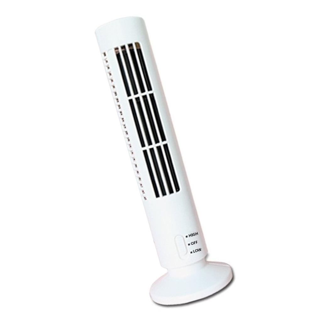 USB Tower Fan 2 Speeds Powerful Wind Oscillating Bladeless Cooling Fan for Office Desk Home White