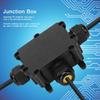Durable 3 Way Waterproof Junction Box T-Shape Black Electrical Cable Connector Splice Box Outdoor