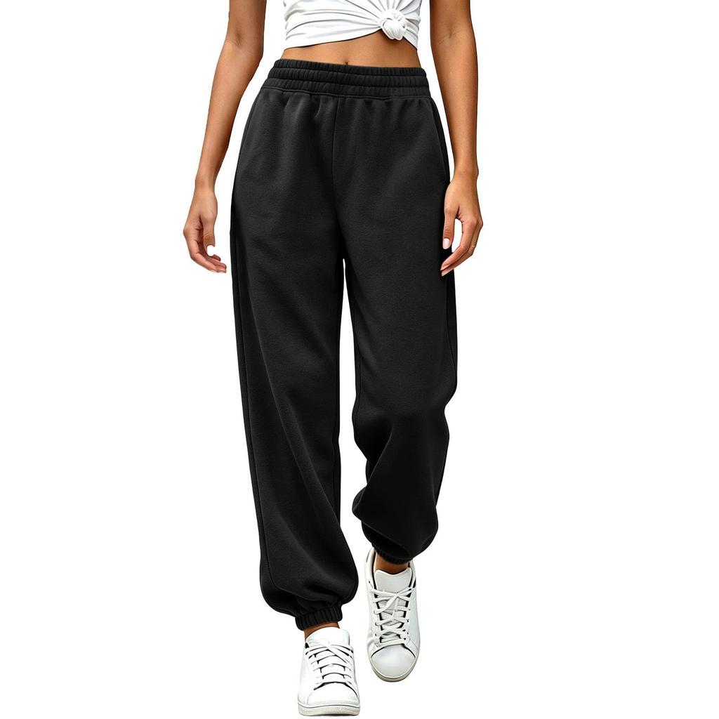Pantaloni della tuta da donna a vestibilità larga con tasche e elastico in vita per abbigliamento casual