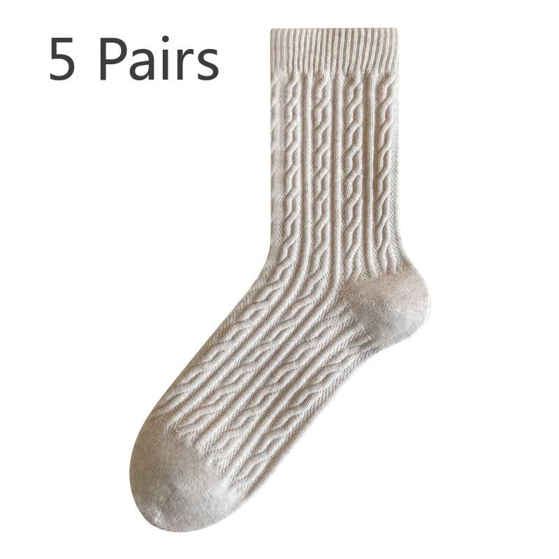

5 пар женских осенне-зимних толстых рельефных носков без косточек из чистого хлопка с антизапаховыми и впитывающими пот средними трубочками 5 Pairs