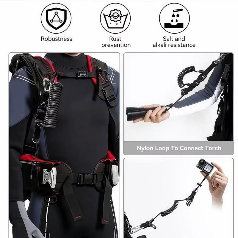 Diving Camera Anti Loss Rope Stainless Steel Hanging Spring Rope Gopro Sports Camera Lanyard Flashlight Ropes For Camera