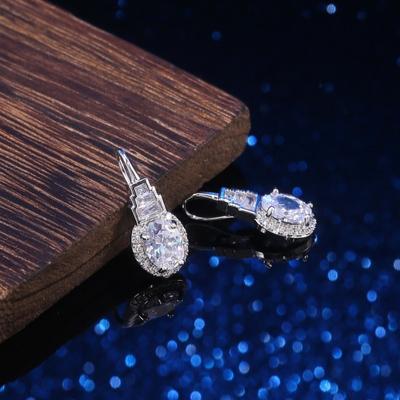 Style Round Cubic Zirconia Drop Earrings Classic Design Wedding Engagement Gift for Women Exquisite Earrings