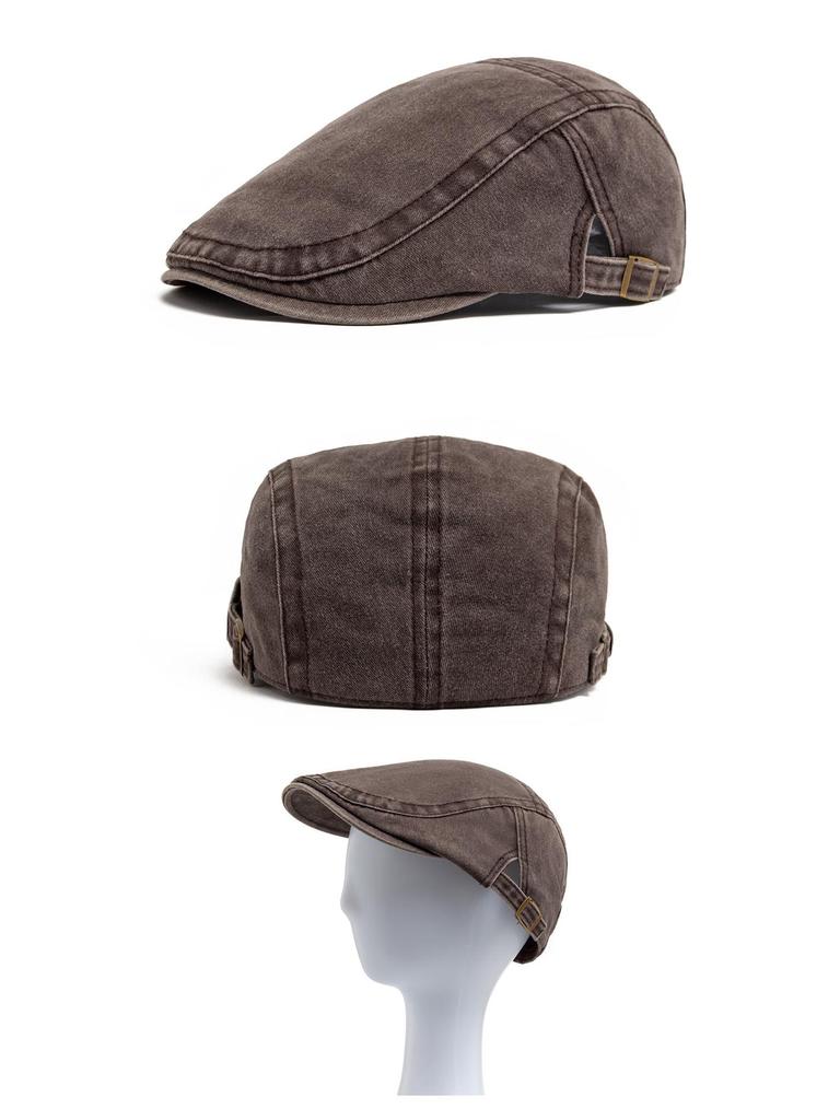 Vintage Distressed Cotton Newsboy Beret - Unisex Spring/Summer Casual Duckbill Cap