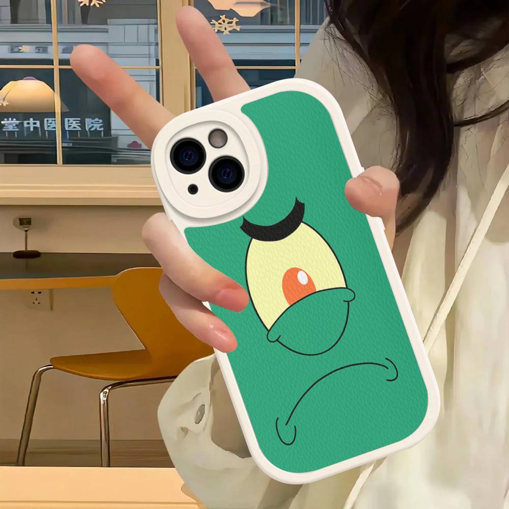 Cute SpongeBob Dolls Phone Case Hard Leather For iPhone 14 13 16 Mini 15 14 11 12 Pro Max Plus Fundas