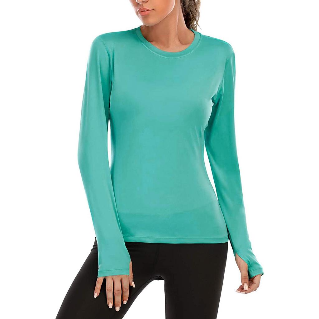 Women Tight-fitting Color Sunscreen Fitness Long-sleeved T-shirt