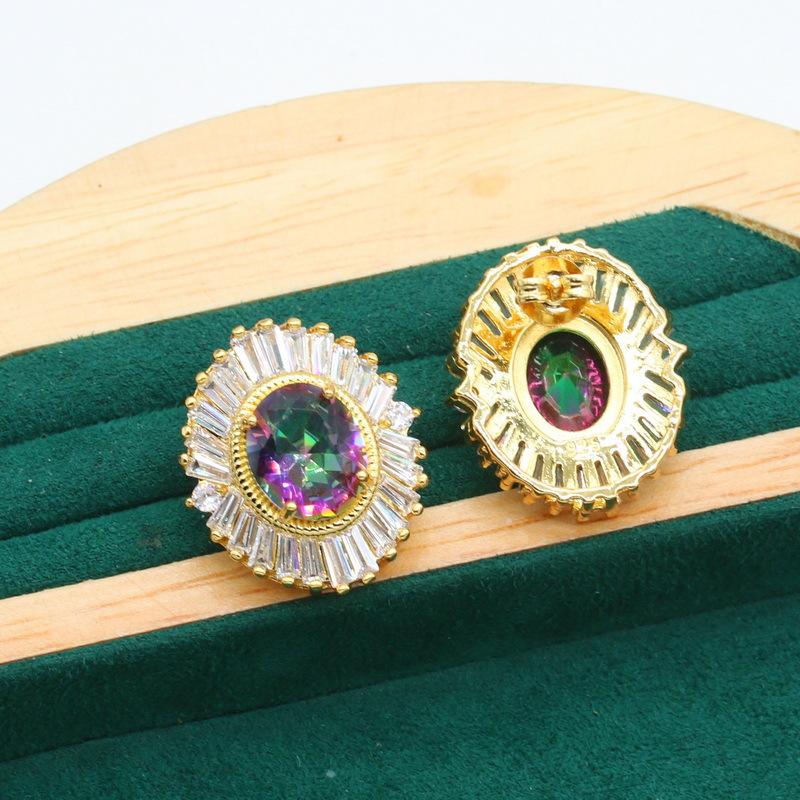 Jewelry European and N Anti-allergic Zircon Necklace Earring Jewelry Set