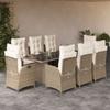 Vidaxl 9-Cz. Garden Furniture Set With Cushions, Beige, Poly Rattan
