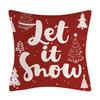 Red Series Snowflake Reindeer Pattern Throw Pillow Cover with Short Plush Print for Living Room Sofa Decoration Cushion Cover