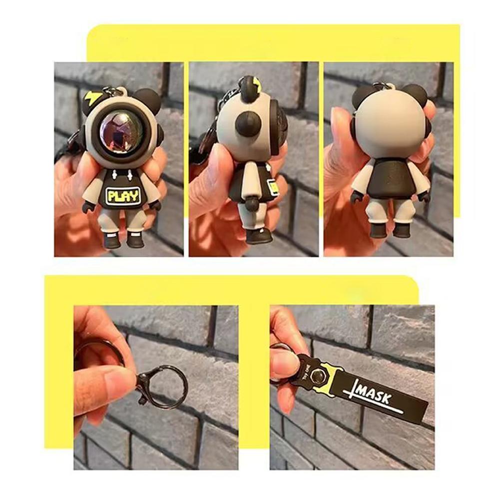 Cartoon Lightning Bear Car Keychain Pendant Bag Astronaut Key Holder Keyfob Key Chain Delicate Key Chain for Girls Couple Gifts Key Ring