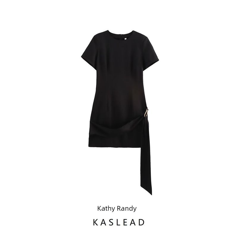 Kaslead New Arrival Women's Clothing Fashion Style Fashion Vachette Clasp Waist Slimming Short Dress