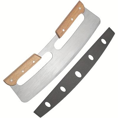 1 Piece, Pizza Knife, Pizza Scimitar, Half Moon Baking Tool Knife, Pizza Rocking Knife, Noodle Cutter, Pizza Tool, Double Grip Pizza Knife