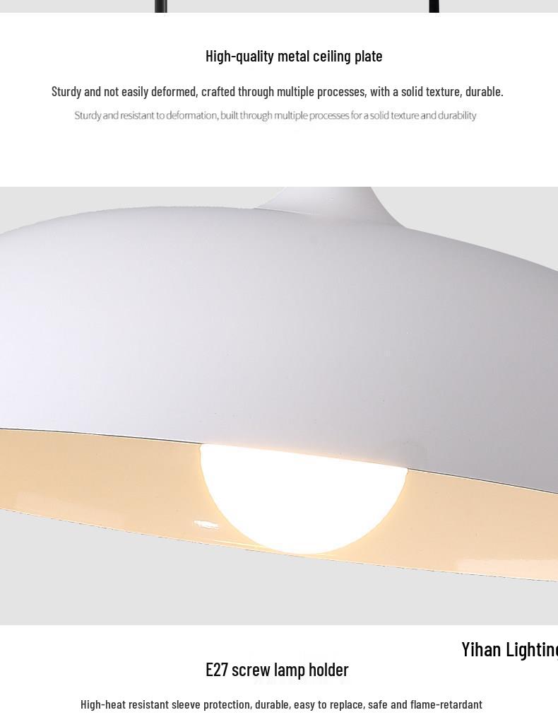 Modern Nordic Single-Head Pendant Light for Hotels, Bars, and Restaurants - Industrial Retro Style Lampshade.