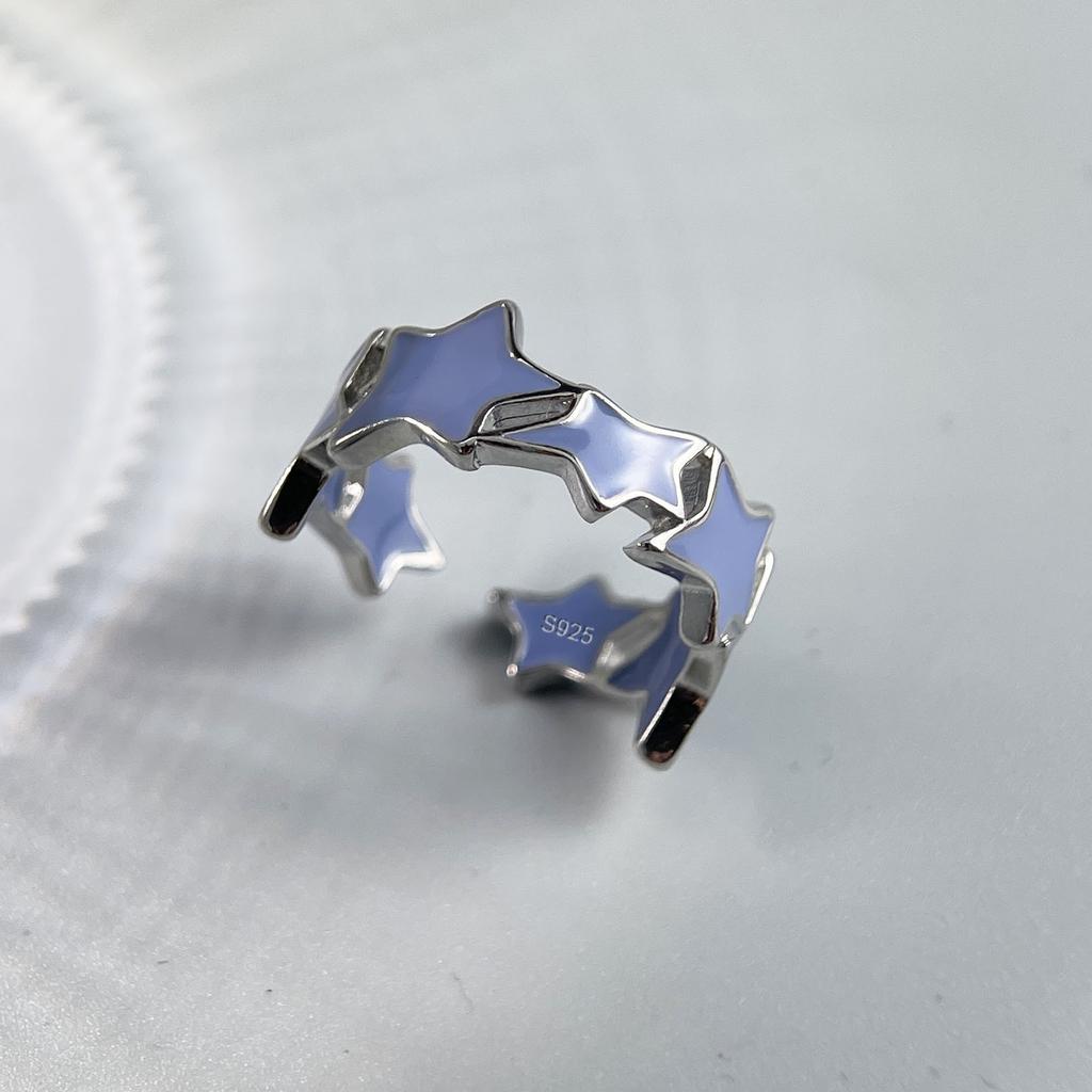 Copper Rings For Women Couple Minimalist Handmade Simple Blue Star Ring Fine Jewelry Gift Prevent Allergy