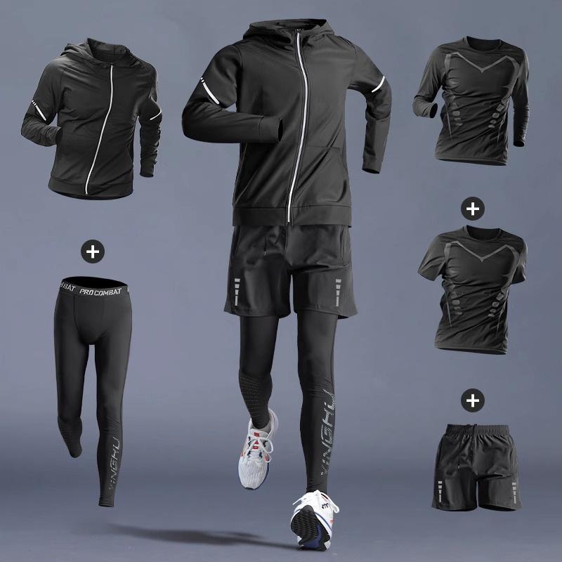 3-5Pcs Men's Ice Fiber Quick-Dry Running Fitness Full Set/Suit Tracksuit for Marathon,Training Cycling,Jogging,Gym,sweatpants