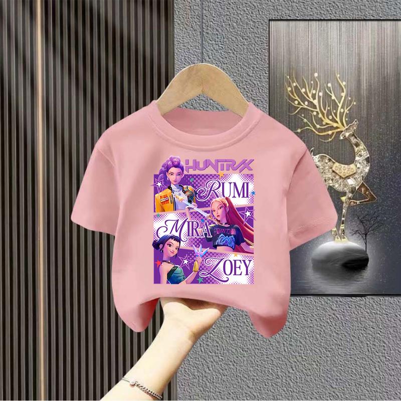 Kpop Lovci démonů Dětské oblečení Tričko s krátkým rukávem Roztomilé Kpop Lovci démonů Tygří Harajuku Tričko pro kluky a holky