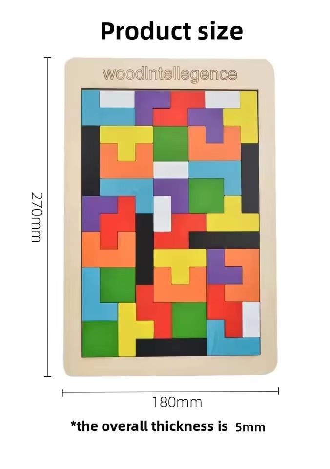 

Wooden Building Block Puzzle Toy Tangram Puzzle Intelligent Colorful 3D Russian Building Block Children Montessori Education