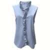 2024 Euro-American Women's Hot Style Ruffle V-Neck Chiffon Sleeveless Top