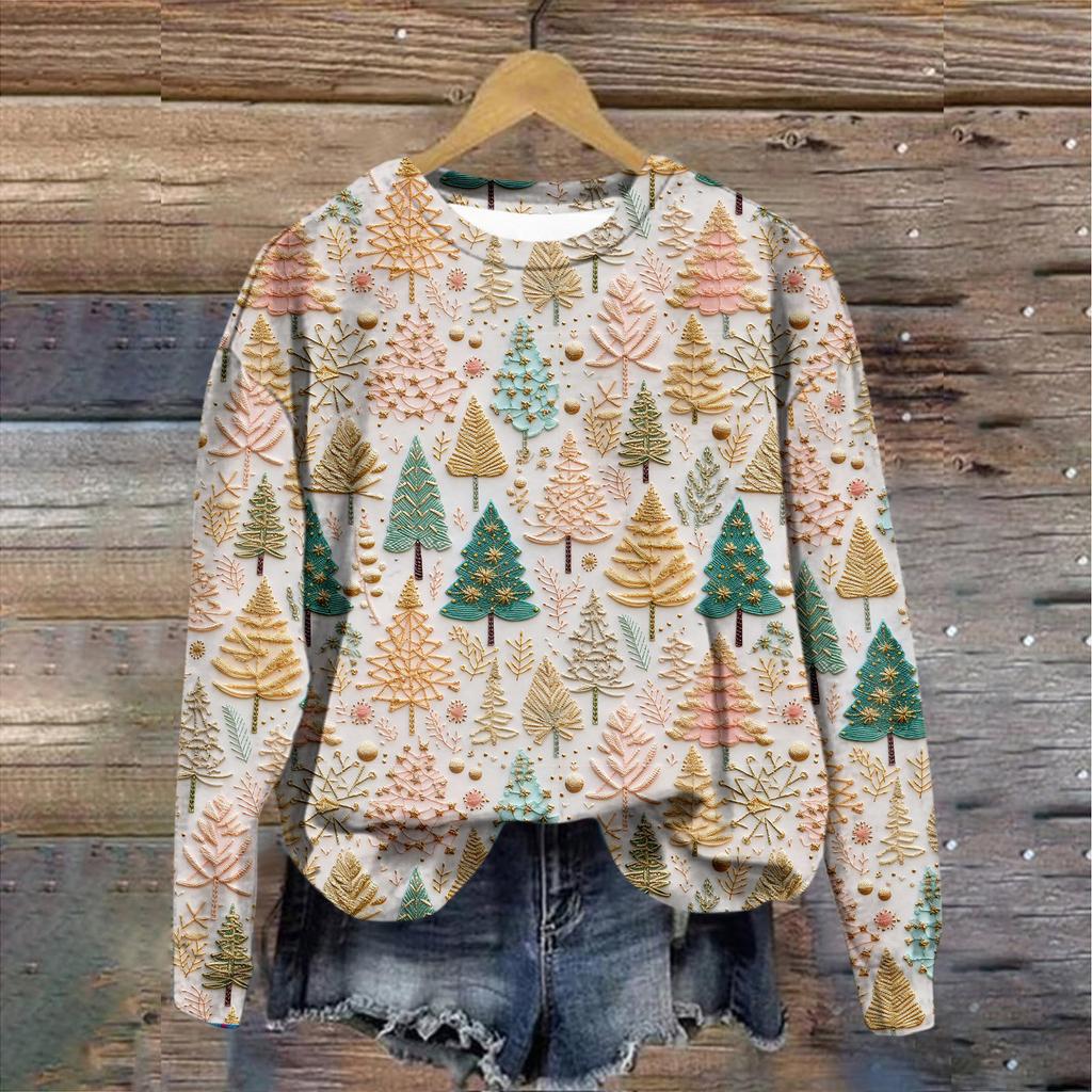 Women's top Christmas printed top printed top Autumn regular top Women's printed top