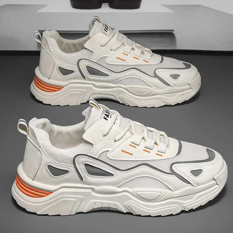2024 Fashion And Comfortable Mesh Breathable Outsole Shoes Summer Hot Sale Mens Casual Shoes Thick Bottom Breathable Sneaker