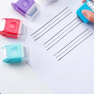 Dashed Handwriting Lines Stamp Roller Long-lasting Automatic Ink-filling Line Rolling Stamp Repeated Usage Practice Roller Stamp