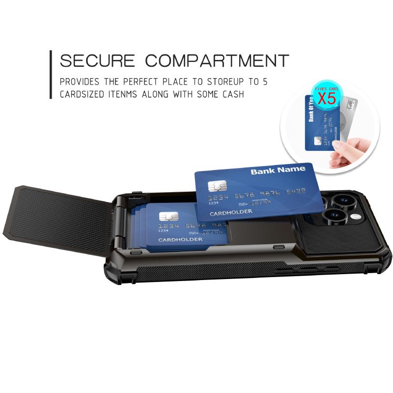 Solid Color 180°Flip Wallet Card Slot Hard PC+Soft TPU Phone Case For iPhone 16 Pro Max 14 11 12 13 15 Pro Max Mini Bumper Cover