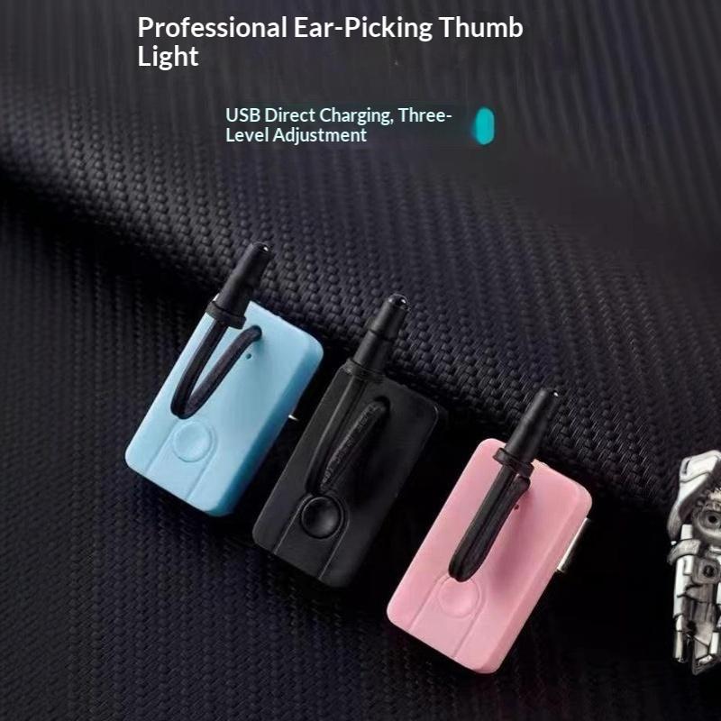 Usb Rechargeable Finger Thumb Light 3 Levels Dimmable Led Lamp Hands Free Flashlight For Ear Pick Beauty Inspection Work Repair
