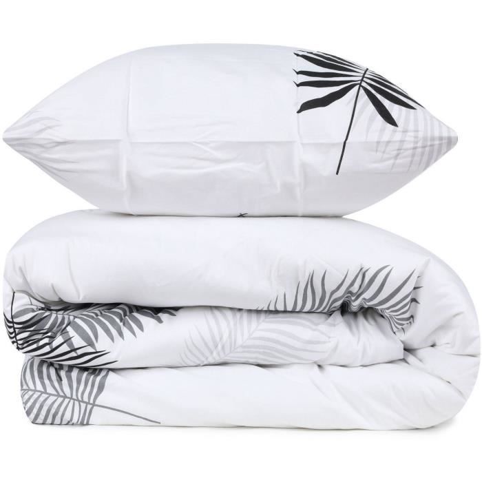 Parure de lit - 1 housse de couette 220 x 240 cm + 2 taies d'oreiller 60 x 60 cm - 100% coton renforcé - Gris