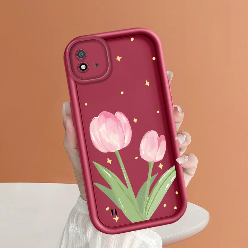 Soft Silicone Square Ladder Printing Pattern Phone Casing Full Cover Camera Shockproof Protection Rubber Case for OPPO Realme