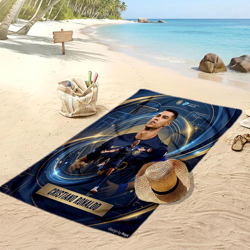 Asciugamano da Spiaggia con Stampa di Cristiano Ronaldo Asciugatura Rapida Super Assorbente Morbido Asciugamano da Bagno per Nuoto Spiaggia Viaggio Souvenir per Fan Regalo