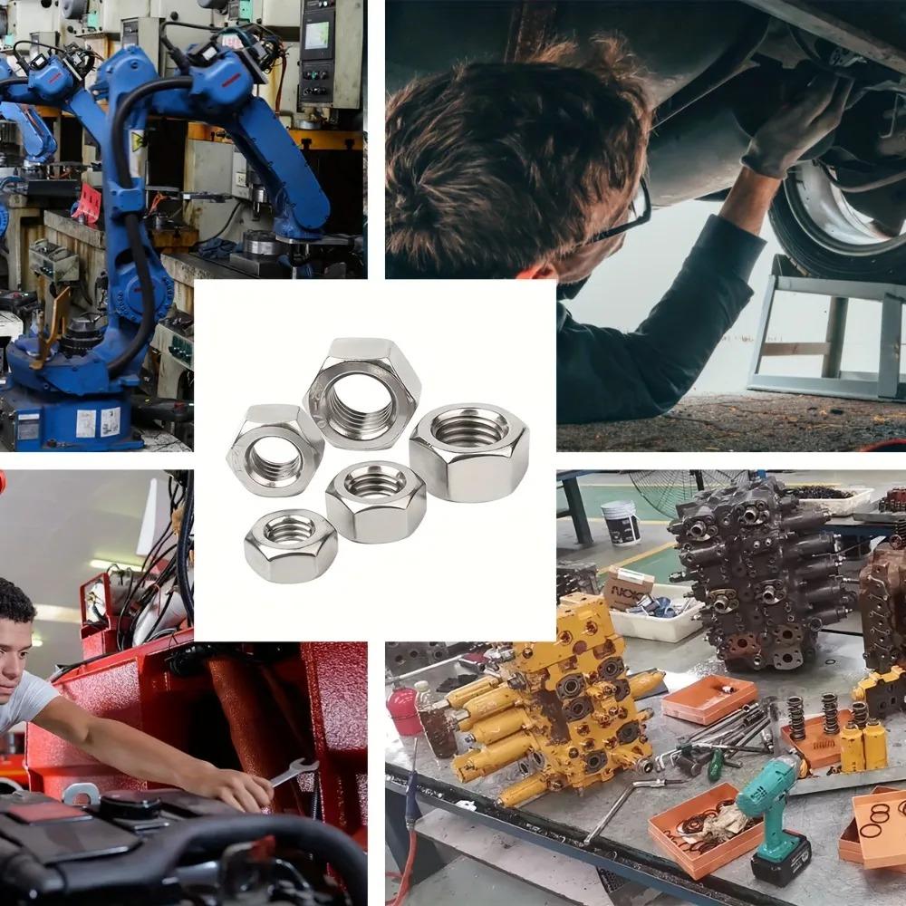 200 Pieces of M2-M10 Stainless Steel Hex Nuts, Suitable for Home and Outdoor Building Maintenance, and Machinery Parts.