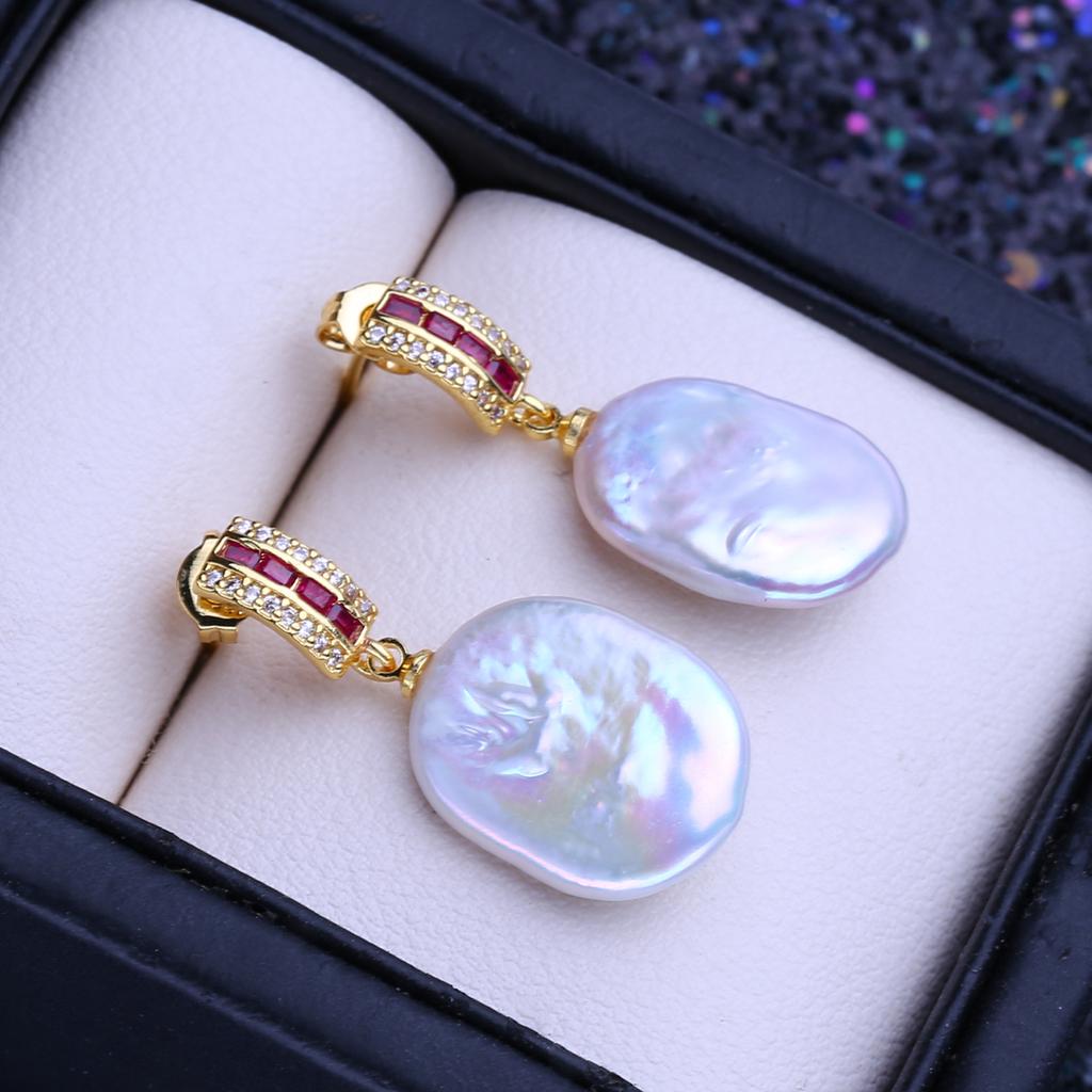 FENASY Natural Freshwater Pearl Earrings Fashion Baroque Pearl Green Drop Earrings For Women Birthday Gift Wholesale