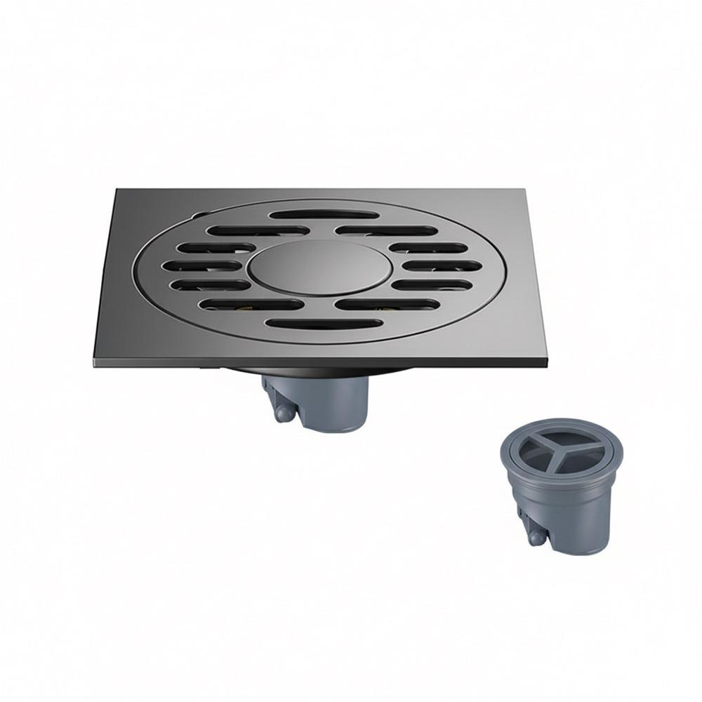Stainless Steel Shower Floor Drain Thickened Grey Fast Drainage Floor Drain Backflow Preventer Square Drain Filter Plug