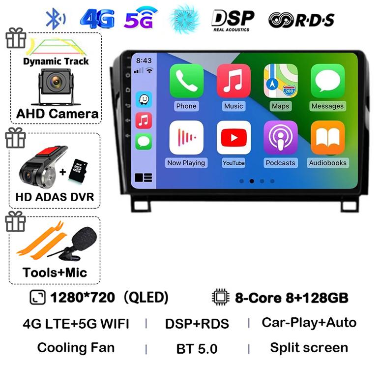 Android 14 Car Radio GPS Audio For Toyota Tundra XK50 2007-2013 Sequoia XK60 2008-2017 Multimedia Video Player Navigation Stereo