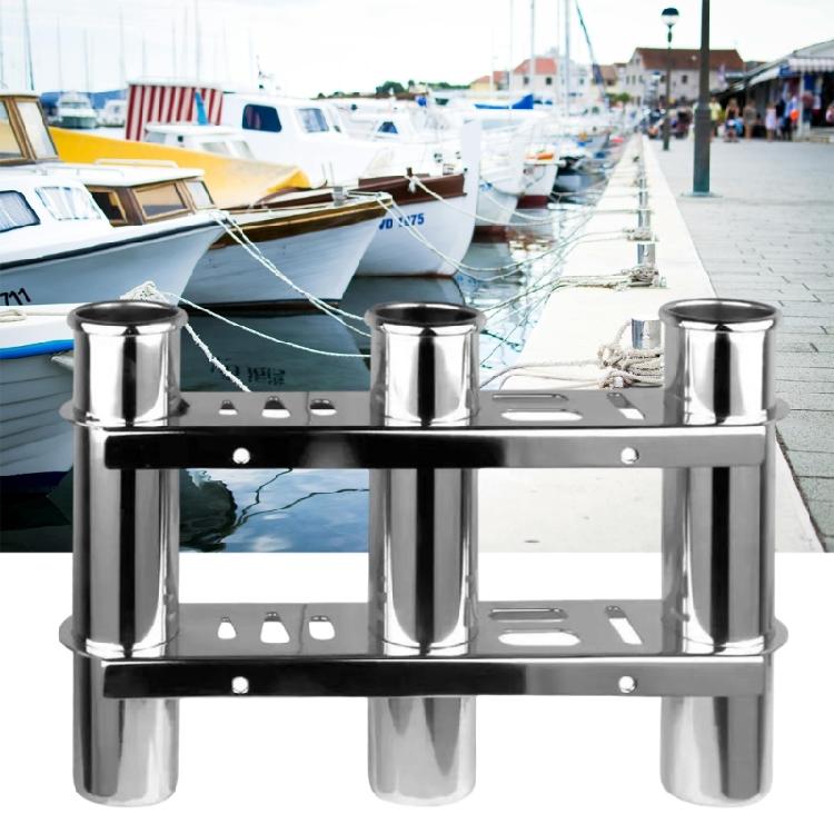 Marine Steel 3 Tube Rod Holder Steel 3 Tubes Mount Rack Marine Equipment Upgrades for Secure Fishing on Boats & Yachts