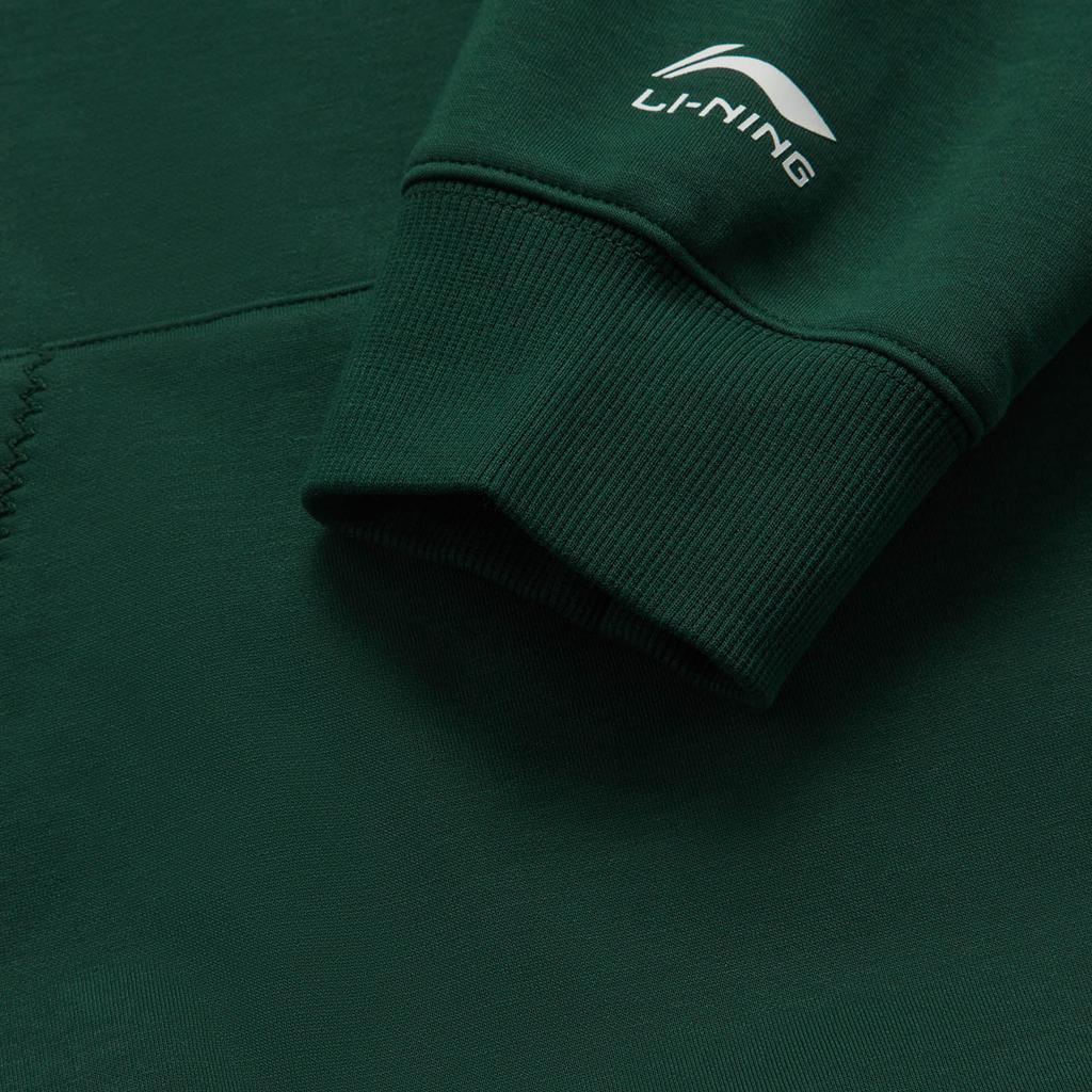 Li Ning Sports Lifestyle Series Infrared Antistatic Antibacterial Pullover Loose Fleece Warm Sweatshirt Unisex Sweatshirt Dark-Green AWDUA07-7