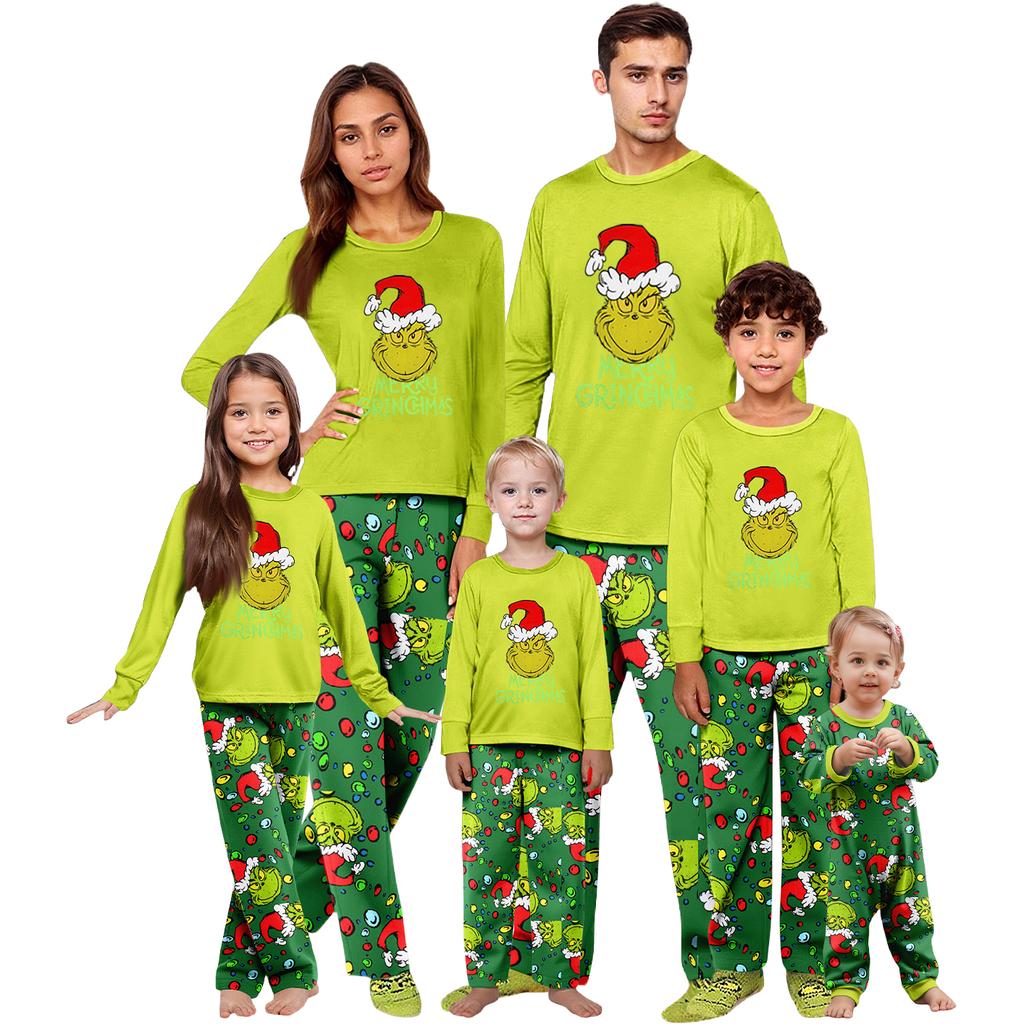 Parent-child Christmas Print Home Suit Long-sleeved Top And Pants