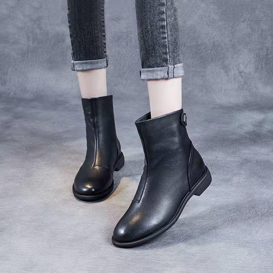 Fashion Zip Lightweight Women's Ankle Boots British Style Plain Booties On Offer Designer Luxury Y2k Autumn Goth Pu Female Short Shoes