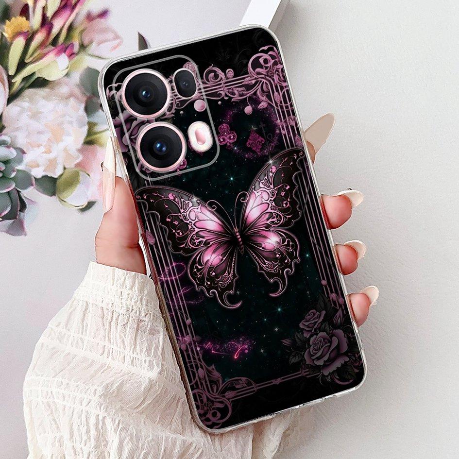 For OPPO Reno13 Pro 5G Case CPH2697 Fashion Flower Butterfly Soft Silicone Phone Cover For OPPO Reno 13 CPH2689 Reno13Pro Bumper