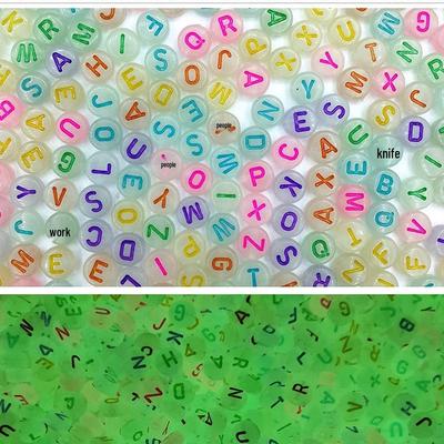 Glowing 4*7MM Colorful English Letter Beads: Acrylic Loose Beads for DIY Jewelry Accessories